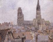 Camille Pissarro The Roofs of Old Rouen,Gray Weather France oil painting artist